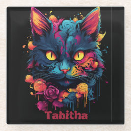 ハロウィーン/怖い猫/魔女/ウィザーパーソナライズされたド ガラスコースター