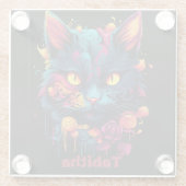 ハロウィーン/怖い猫/魔女/ウィザーパーソナライズされたド ガラスコースター (裏面)