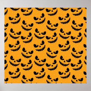 ハロウィーン：怖い顔、ヴィンテージスタイル。 ポスター