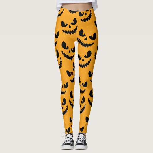 ハロウィーン：怖い顔、ヴィンテージスタイル。 レギンス (正面)