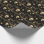 💀ハロウィーン – 怖い😱黒と黄色 ラッピングペーパー (角)