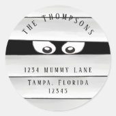 ハロウィーン 怖い クリープイ マミー トリックオアトリート クラス ラウンドシール (正面)