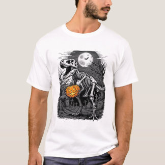 ハロウィーン 恐竜 スケルトン パンプキン ヴィンテージ Tシャツ 