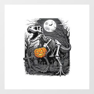 ハロウィーン 恐竜 スケルトン パンプキン ヴィンテージ Tシャツ ウィンドウサイン