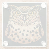 ハロウィーン、感謝祭、秋のためのゴールデンフクロウ ガラスコースター (裏面)