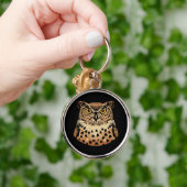 ハロウィーン、感謝祭、秋のためのゴールデンフクロウ キーホルダー (手)