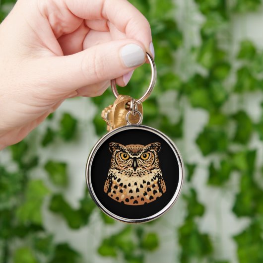 ハロウィーン、感謝祭、秋のためのゴールデンフクロウ キーホルダー (手)
