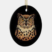 ハロウィーン、感謝祭、秋のためのゴールデンフクロウ セラミックオーナメント (右)
