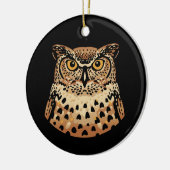 ハロウィーン、感謝祭、秋のためのゴールデンフクロウ セラミックオーナメント (左)