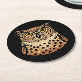 ハロウィーン、感謝祭、秋のためのゴールデンフクロウ ラウンドペーパーコースター (アングル)