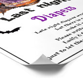 ハロウィーン「昨夜おむつ」赤ちゃんシャワーゲーム ポスター (角)