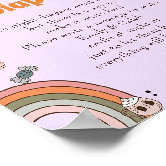 ハロウィーン「昨夜おむつ」赤ちゃんシャワーゲーム ポスター (角)