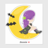 ハロウィーン、月の上の魔女、こうもり、トリックまたは治療 シール (シート)