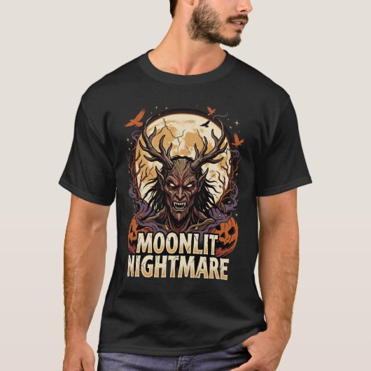 ハロウィーン 月 デーモン 精霊 Tシャツ (正面)