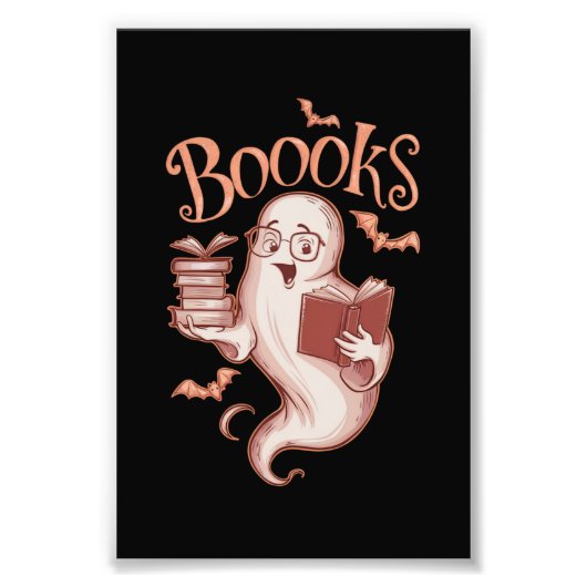 ハロウィーン 本 司書 先生 読者 読書 フォトプリント            (正面)