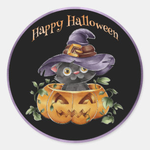ハロウィーン – 水彩可愛いカボチャのキッティング ラウンドシール