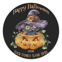 ハロウィーン – 水彩可愛い子猫inカボチャ