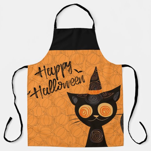ハロウィーン/猫/カボチャ/秋 エプロン (正面)