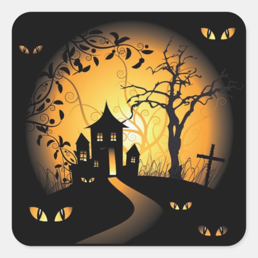 ハロウィーン – 目を見張る人 スクエアシール (正面)