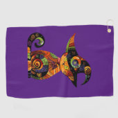 ハロウィーン/神秘的/猫/秋 ゴルフタオル (横)