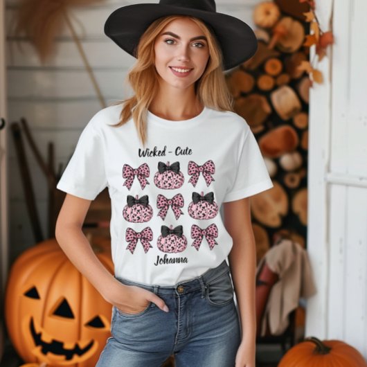 ハロウィーン/秋のカボチャと弓ピンクコケット トライブレンドＴシャツ
