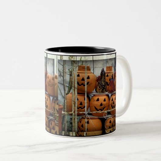ハロウィーン/秋の飲み物マグカップ – カボチャ ツートーンマグカップ (正面右)