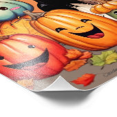 ハロウィーン、秋をテーマにしたブラック&タンカバリエ フォトプリント            (角)