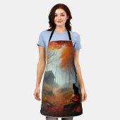 ハロウィーン/秋/秋/カボチャ/猫 エプロン (着用した状態)