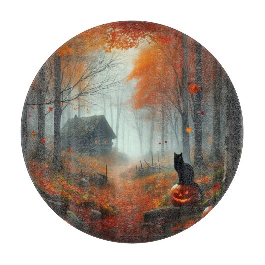 ハロウィーン/秋/秋/カボチャ/猫 カッティングボード (正面)
