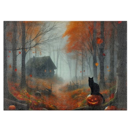 ハロウィーン/秋/秋/カボチャ/猫 カッティングボード (正面)
