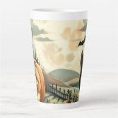 ハロウィーン/秋/秋/カボチャ/猫 カフェラテマグ (正面)