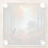 ハロウィーン/秋/秋/カボチャ/猫 ガラスコースター (裏面)