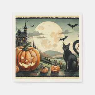 ハロウィーン/秋/秋/カボチャ/猫 スタンダードカクテルナプキン