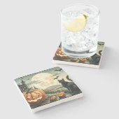 ハロウィーン/秋/秋/カボチャ/猫 ストーンコースター (横)