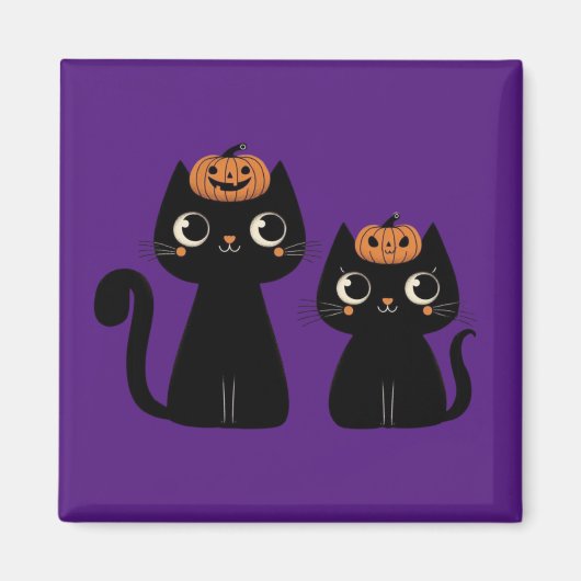 ハロウィーン/秋/秋/カボチャ/猫 マグネット (正面)