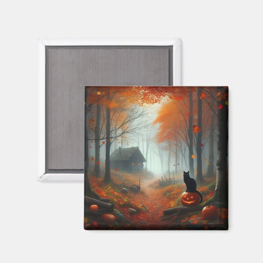 ハロウィーン/秋/秋/カボチャ/猫 マグネット (正面/裏面)