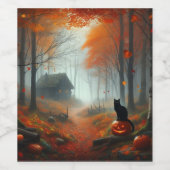 ハロウィーン/秋/秋/カボチャ/猫 ワインラベル (シングルラベル)