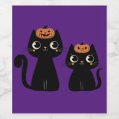 ハロウィーン/秋/秋/カボチャ/猫 ワインラベル (シングルラベル)