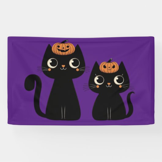 ハロウィーン/秋/秋/カボチャ/猫 横断幕 (横)