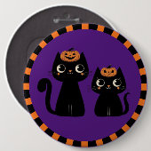 ハロウィーン/秋/秋/カボチャ/猫 缶バッジ (正面&裏面)