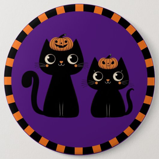 ハロウィーン/秋/秋/カボチャ/猫 缶バッジ (正面)