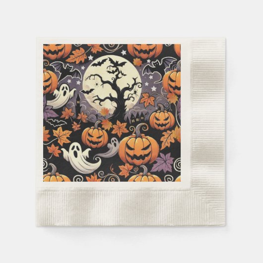 ハロウィーン/秋/秋 縁ありカクテルナプキン (正面)