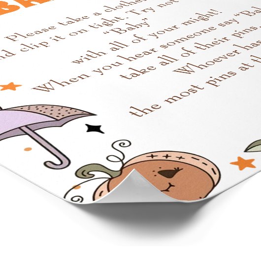 ハロウィーン"言わないベビー"赤ちゃんシャワーゲーム ポスター (角)