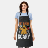 ハロウィーン 食べる 飲む 怖い ゴースト デザイン 1 エプロン (着用した状態)