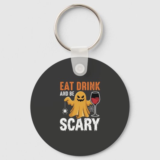 ハロウィーン 食べる 飲む 怖い ゴースト デザイン_1 キーホルダー (正面)