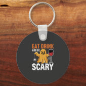 ハロウィーン 食べる 飲む 怖い ゴースト デザイン_1 キーホルダー (正面)