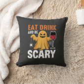 ハロウィーン 食べる 飲む 怖い ゴースト デザイン_1 クッション (ブランケット)