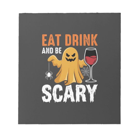 ハロウィーン 食べる 飲む 怖い ゴースト デザイン 1 ノートパッド (正面)