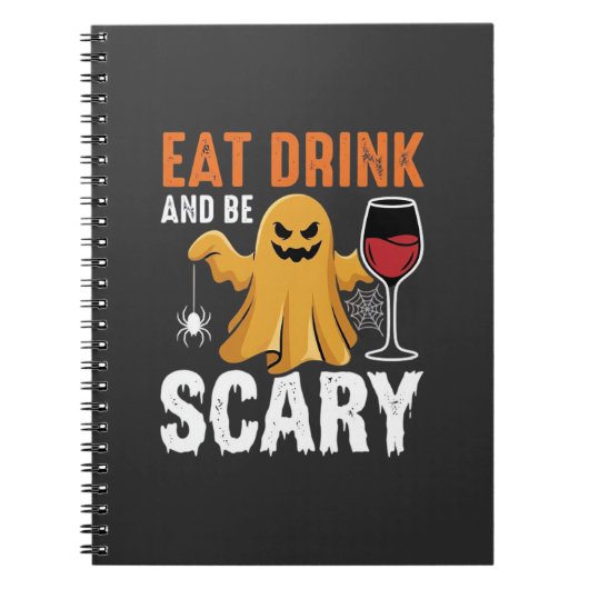 ハロウィーン 食べる 飲む 怖い ゴースト デザイン_1 ノートブック (正面)