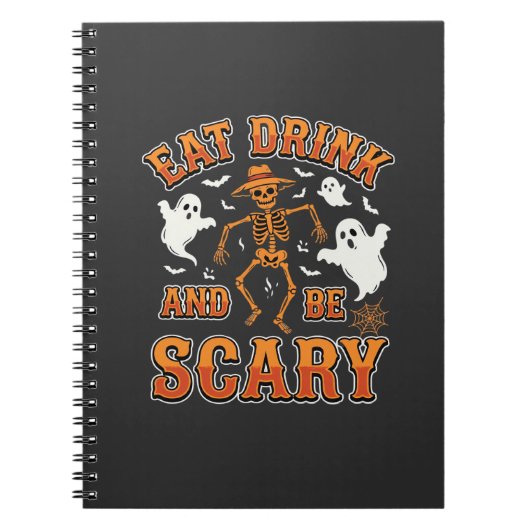 ハロウィーン 食べる 飲む 怖い ゴースト デザイン_1 ノートブック (正面)